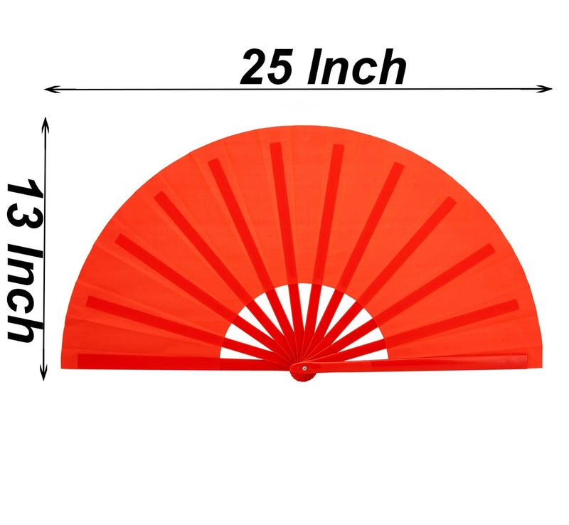 HONSHEN Dance Folding Hand Fan-Red Large Chinese Kung Fu Tai Chi Polycarbonate Hand Held Folding Fans for Men/Women With a Fabric Case for Protection 13inch (Hand Fan red) - Image 5